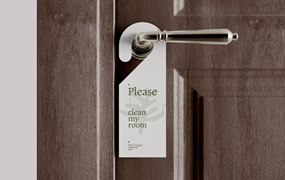 酒店门挂标签设计样机图psd模板 Hotel Door Hanger Mockup