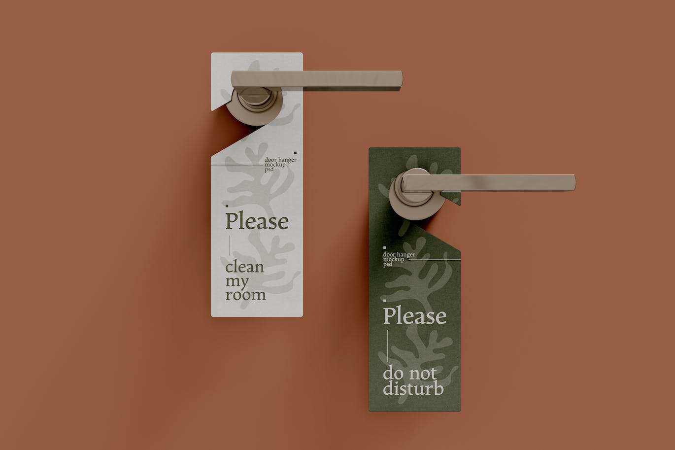 门挂门把手标签广告样机图psd模板 Door Hanger Mockup 样机素材 第1张