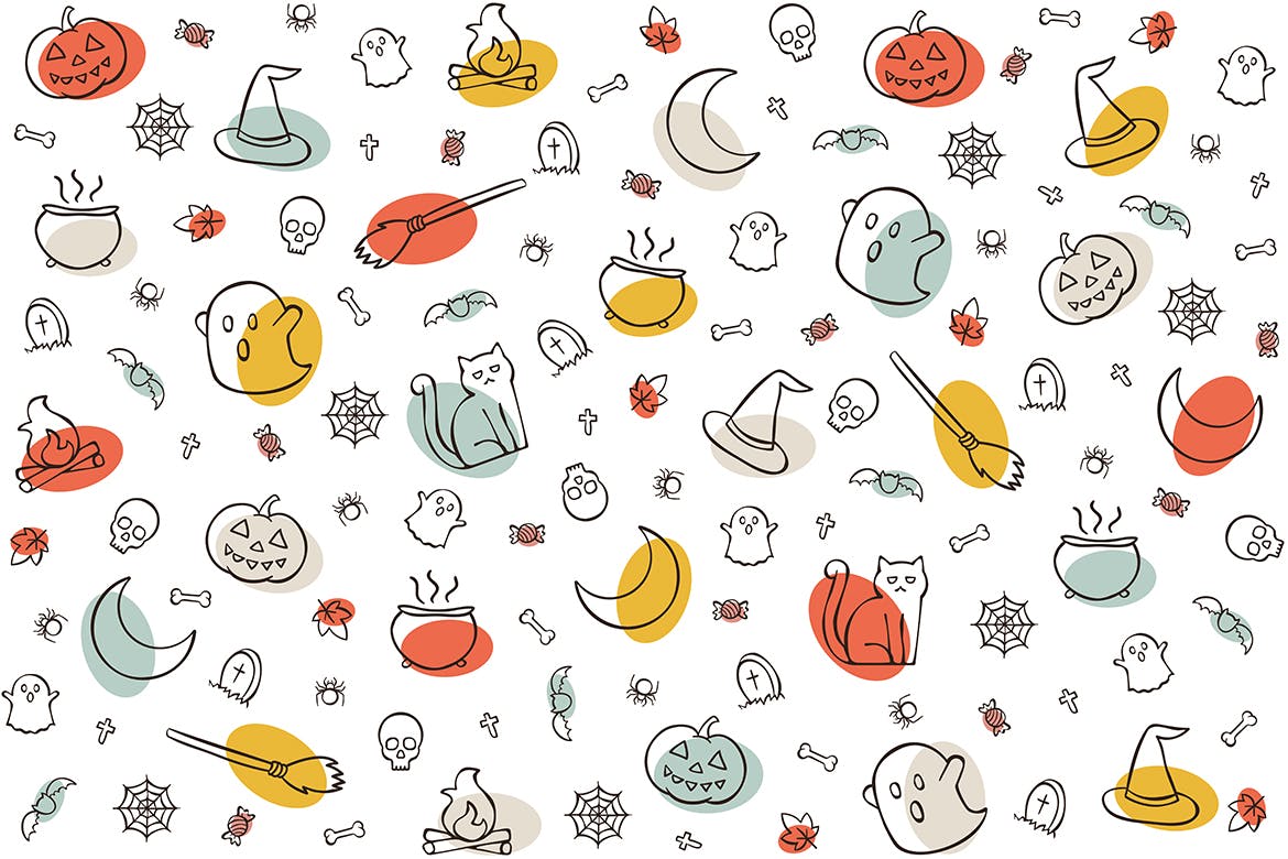 万圣节元素无缝图案背景 Halloween Seamless Pattern 图片素材 第3张