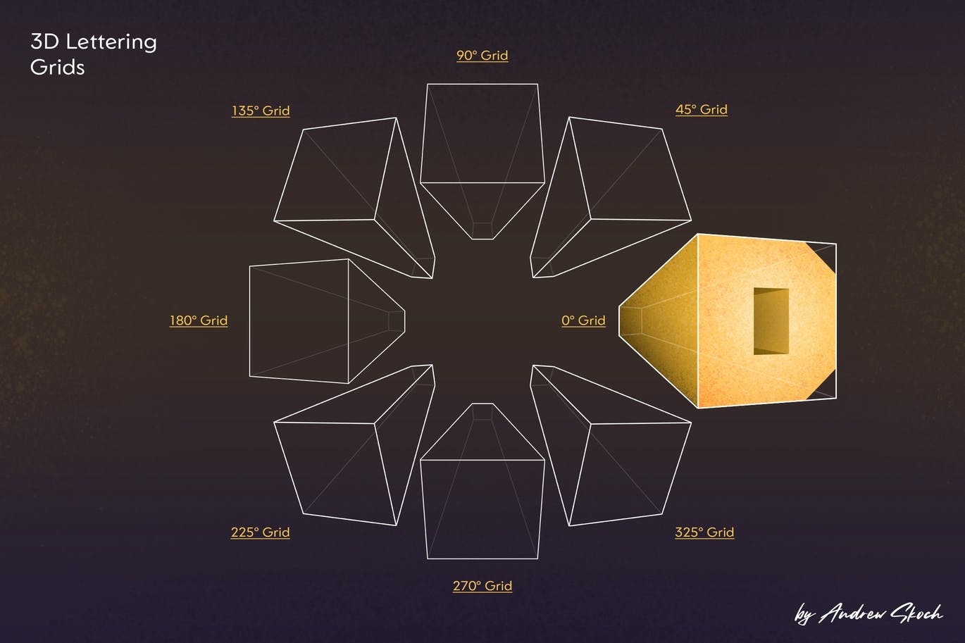 3D字体辅助网格PS笔刷套装 笔刷资源 第3张