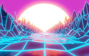 复古80年代合成波和逆波背景v2 Synthwave And Retrowave Background 002