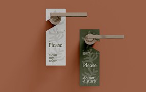 门挂门把手标签广告样机图psd模板 Door Hanger Mockup