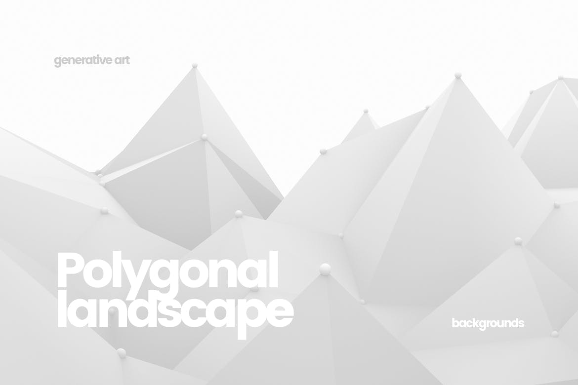 白色多边形连接点山峰背景 Polygonal Landscape with Connected Dots Background 图片素材 第1张