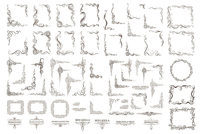 150+精美欧式花纹AI矢量边框设计素材 图片素材 第3张