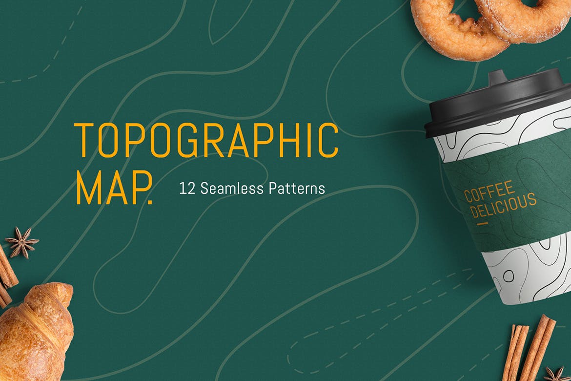 地貌地形图案背景 Topographic Map Pattern 图片素材 第1张