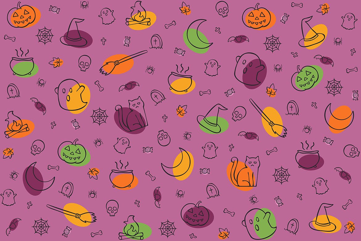 万圣节元素无缝图案背景 Halloween Seamless Pattern 图片素材 第8张