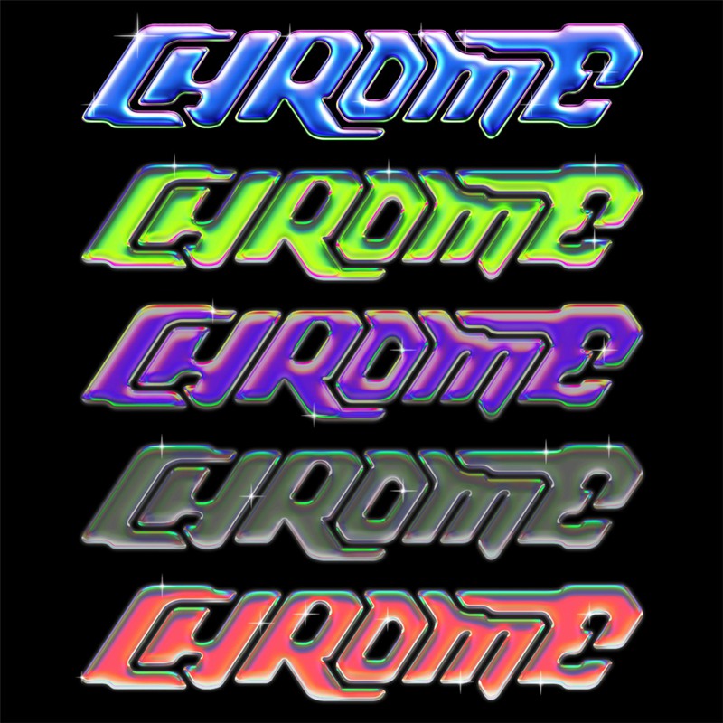 酸性Y2K半调镀铬金属3D立体文字标题logo特效PSD样机 CHROME PACK VOL.1 by Hvnter . 第3张