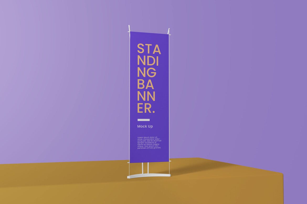 站立式长矩形广告Banner样机 standing banner mockup 样机素材 第3张