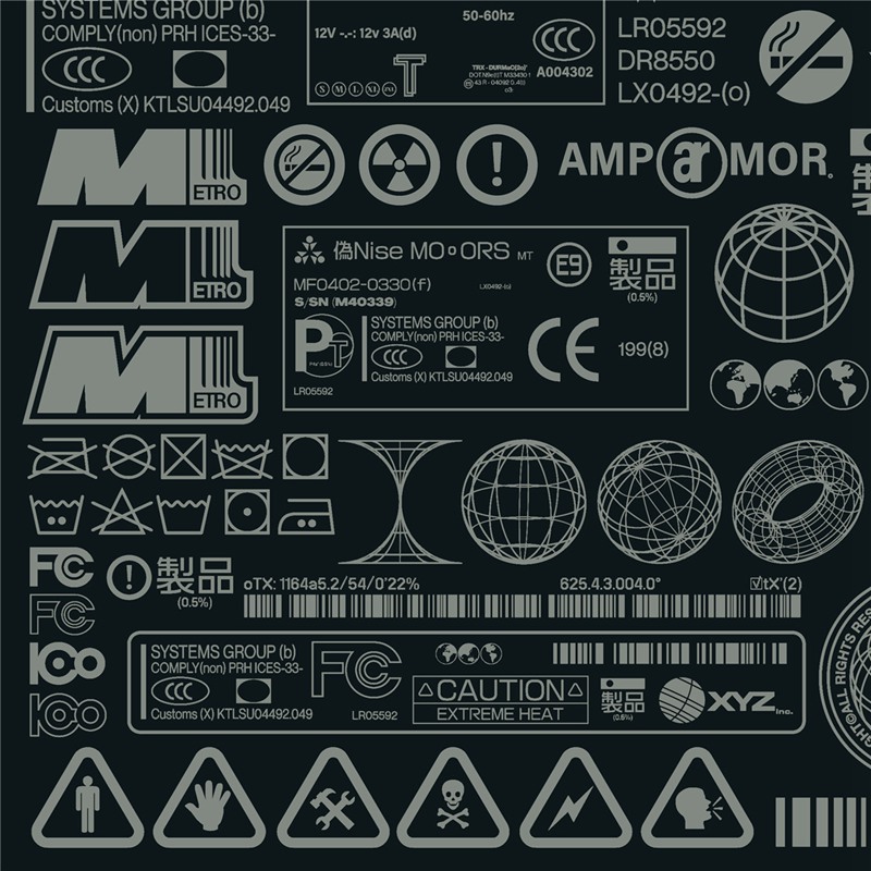 107个赛博朋克工业风格矢量标签印刷设计图标套件 Label Asset Pack Vol.1 . 第8张