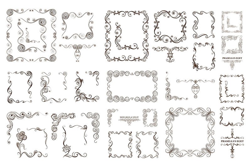 150+精美欧式花纹AI矢量边框设计素材 图片素材 第2张