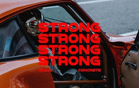 英文字体：现代时尚朋克未来杂志海报标题徽标logo设计无衬线英文字体 strong concrete – display font