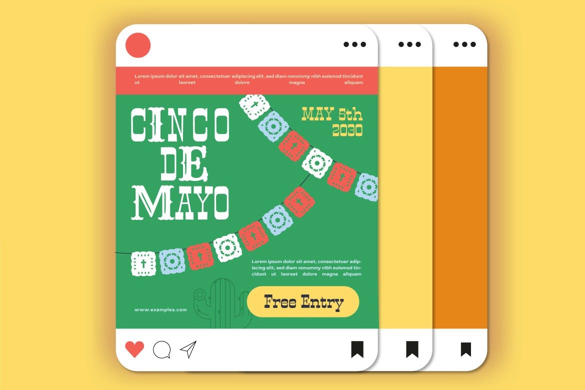 平面设计五月五日节人物矢量插画集 Pink Flat Design Cinco De Mayo Illustration Set 设计素材 第3张