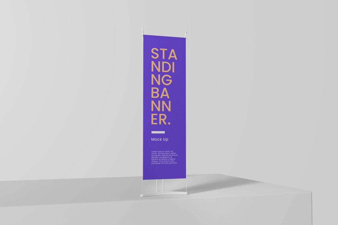 站立式长矩形广告Banner样机 standing banner mockup 样机素材 第2张