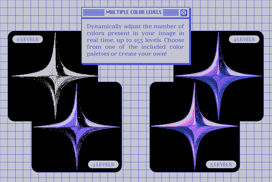 MIKSKS 复古低保真位图抖动半色调美学图案调色板+PSD模板 MIKSKS - Dithering Automator . 第3张