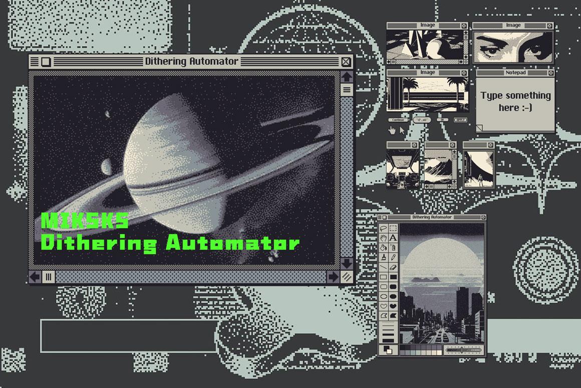 MIKSKS 复古低保真位图抖动半色调美学图案调色板+PSD模板 MIKSKS - Dithering Automator . 第1张