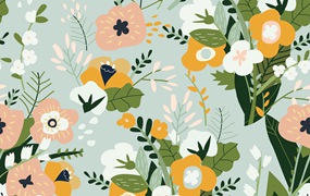 春天花束矢量无缝图案素材 Vector seamless pattern of spring bouquets of flow