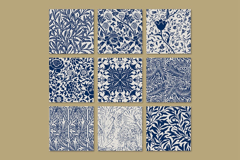 复古叶子无缝图案背景合集 Vintage leaf seamless pattern background set 图片素材 第2张