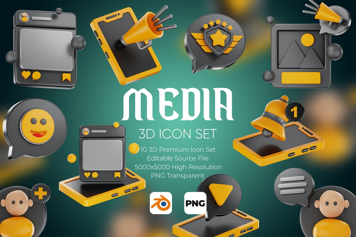 多媒体3D图标集 Media 3D Icon Set 图标素材 第1张