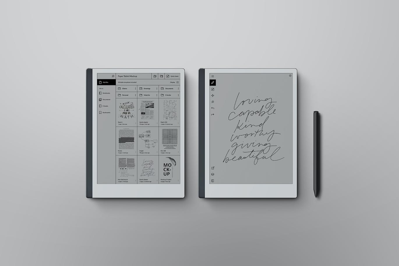 纸质平板电脑顶视图样机psd模板 Paper Tablet Mockup Top View 样机素材 第1张