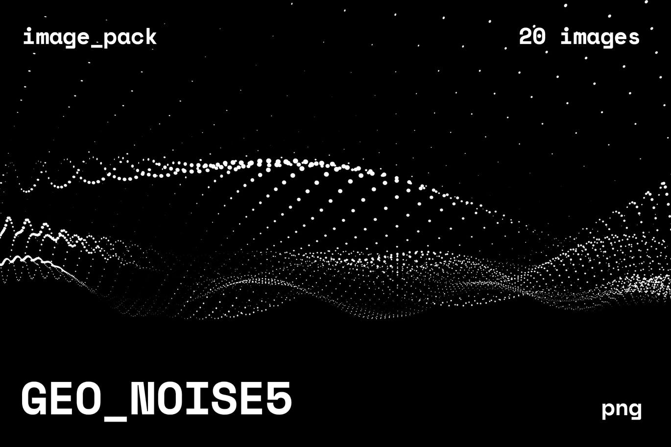 立体白色粒子波浪黑色背景 GEO_NOISE5 Image Pack 图片素材 第1张