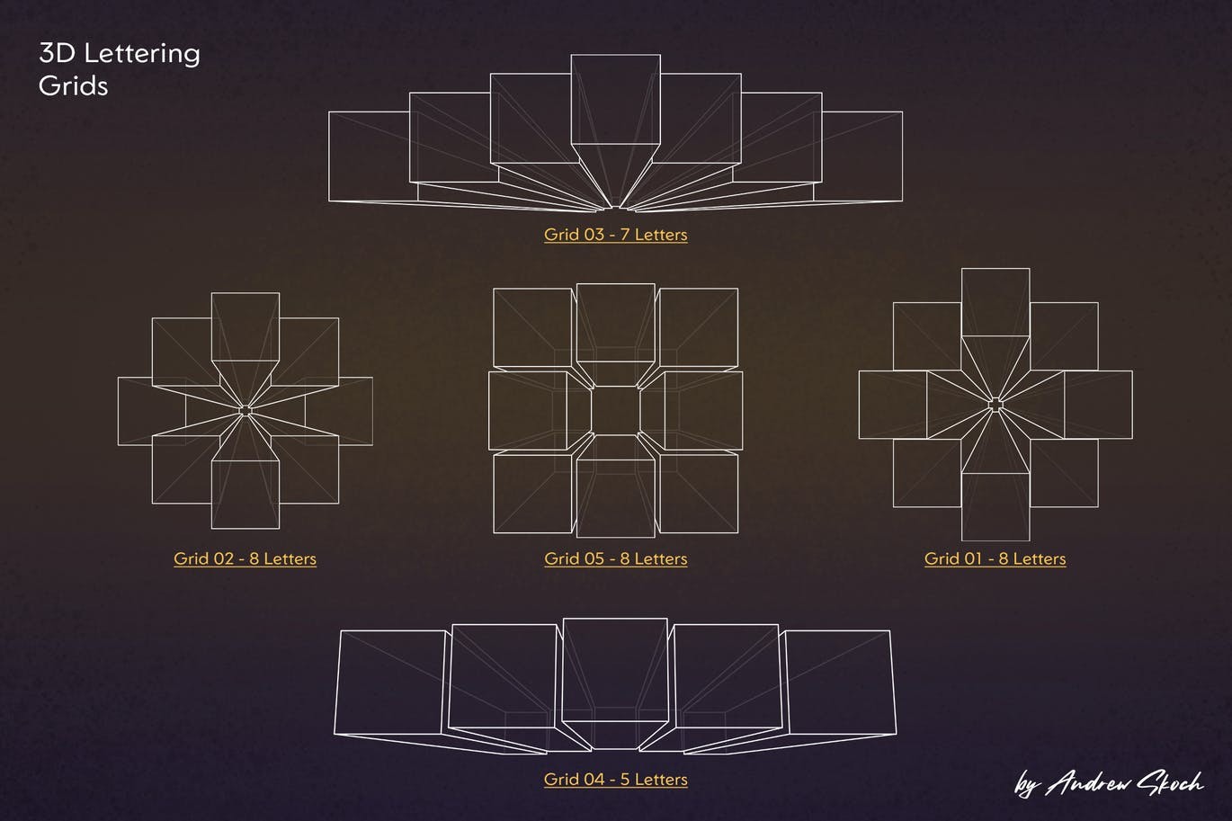 3D字体辅助网格PS笔刷套装 笔刷资源 第9张