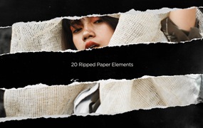 20张撕碎黑纸元素照片叠层素材 20 Ripped Paper Elements