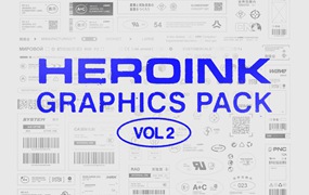 赛博朋克创意酸性几何线框图标二维码警示标注矢量素材包 HEROINK GRAPHICS PACK (VOL.2)