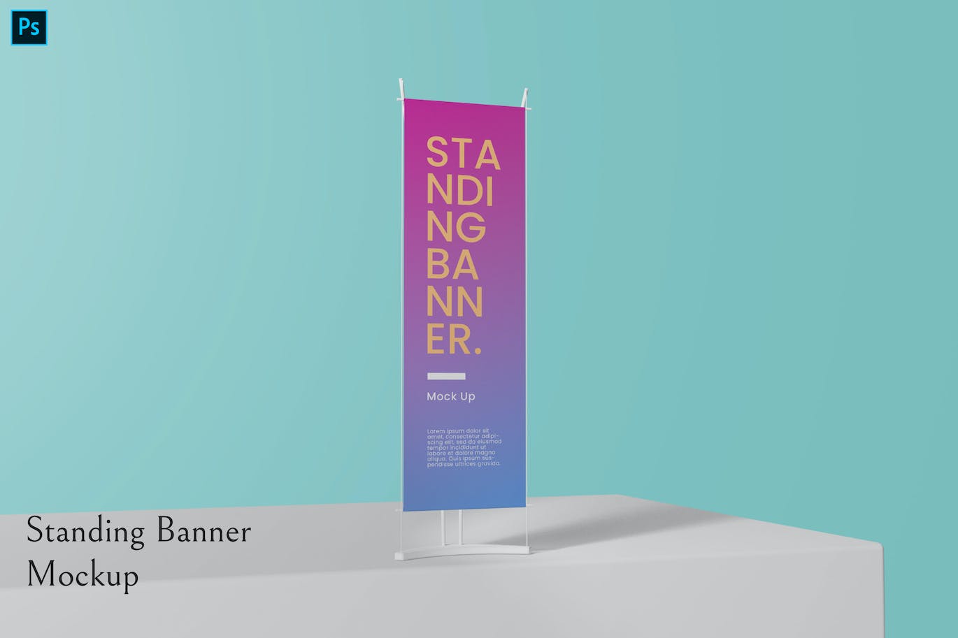 站立式长矩形广告Banner样机 standing banner mockup 样机素材 第1张