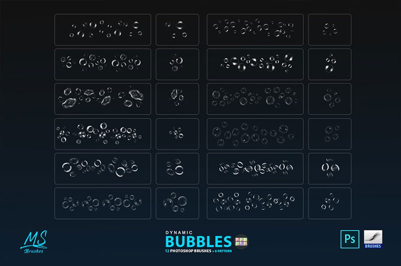 12个高质量动态透明气泡PS笔刷 笔刷资源 第3张