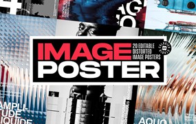 20个抽象扭曲故障主视觉海报图片设计效果PSD样式模板 Evlogiev – Distort Image Poster