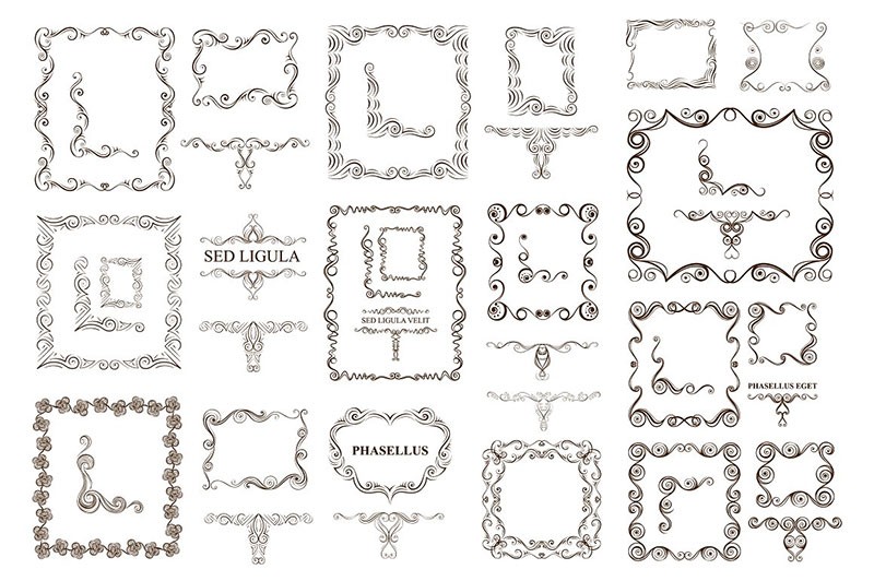 150+精美欧式花纹AI矢量边框设计素材 图片素材 第5张