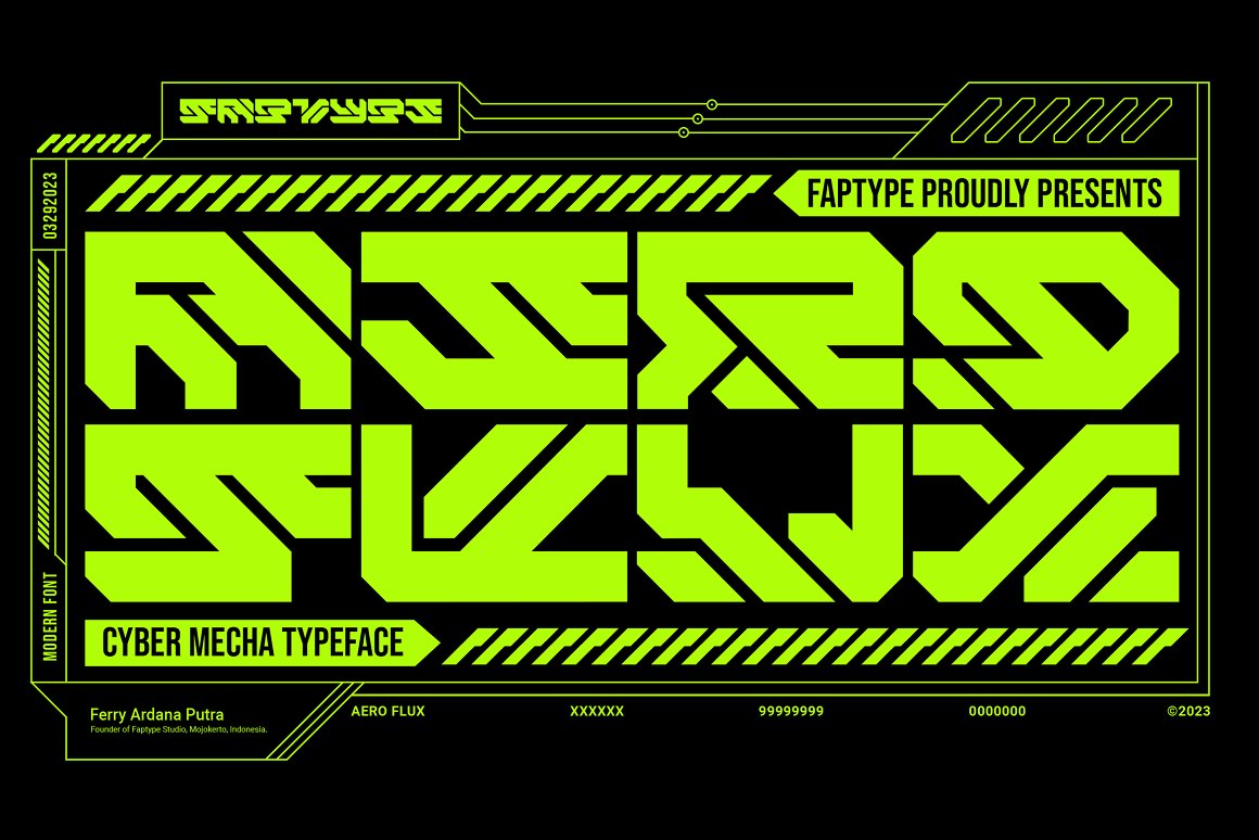 未来工业机械赛博科幻机甲海报标题LOGO设计英文字体安装包 Aero Flux | Modern Cyber Mecha Font 设计素材 第6张