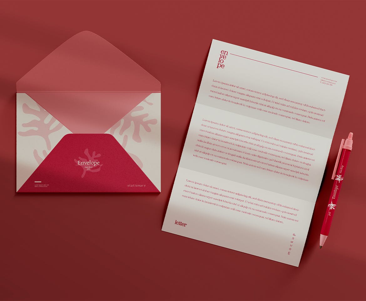 信封和信函设计展示样机图psd模板 Envelope and Letter Mockup 样机素材 第2张