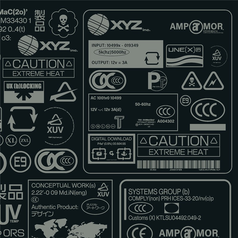 107个赛博朋克工业风格矢量标签印刷设计图标套件 Label Asset Pack Vol.1 . 第9张