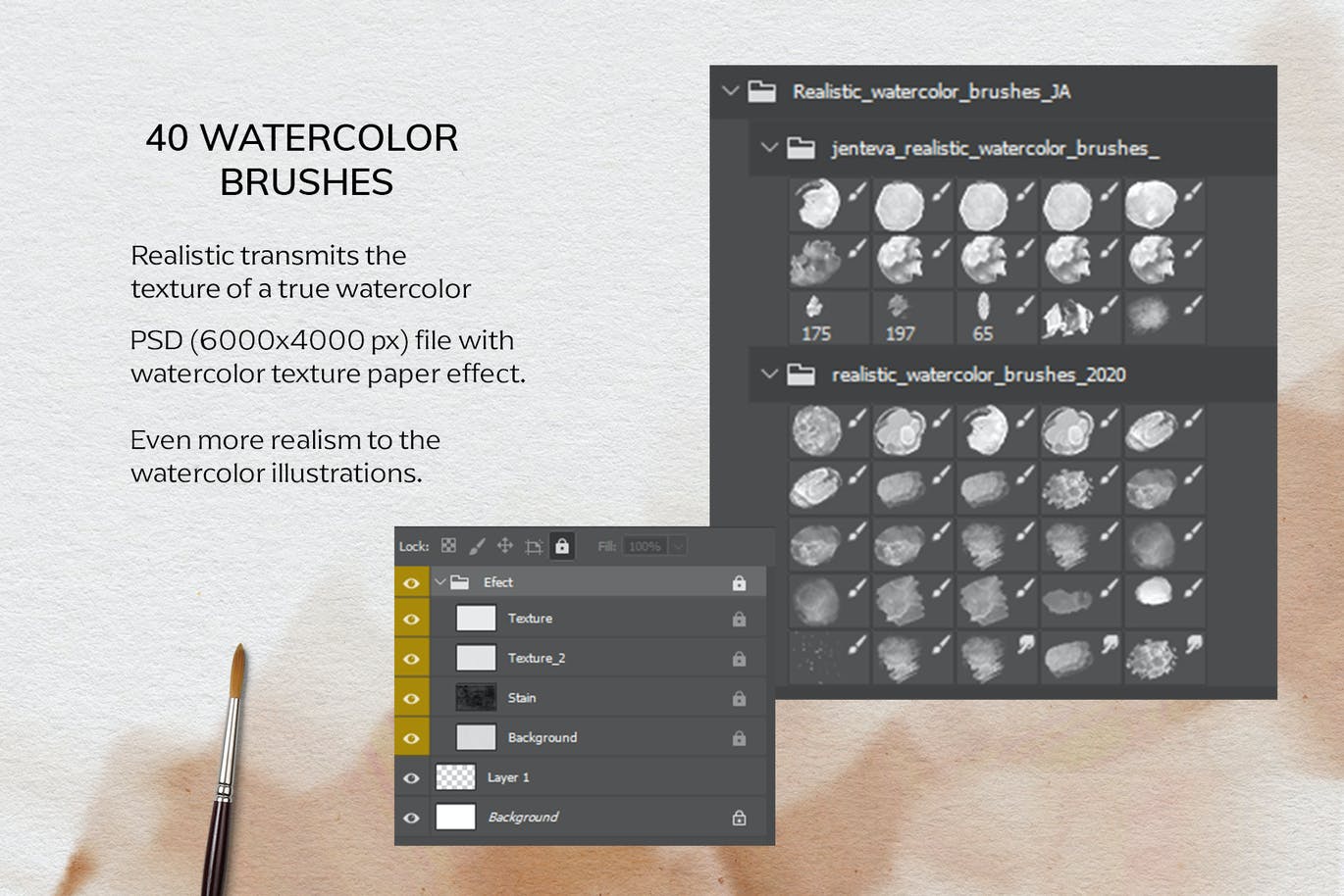 写实水彩PS笔刷素材 Realistic watercolor brushes – PS 笔刷资源 第8张
