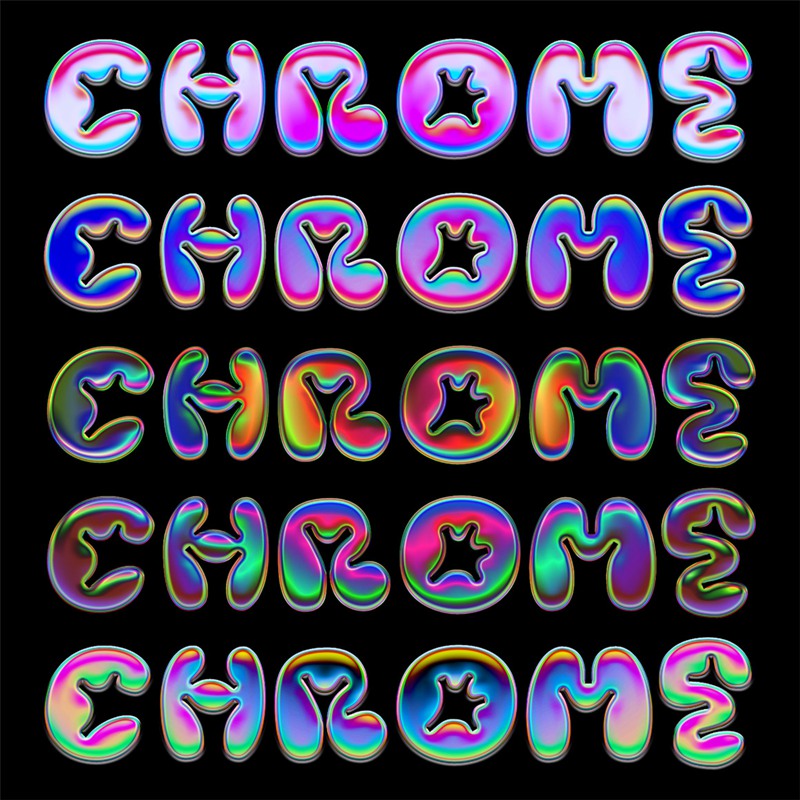 酸性Y2K半调镀铬金属3D立体文字标题logo特效PSD样机 CHROME PACK VOL.1 by Hvnter . 第1张