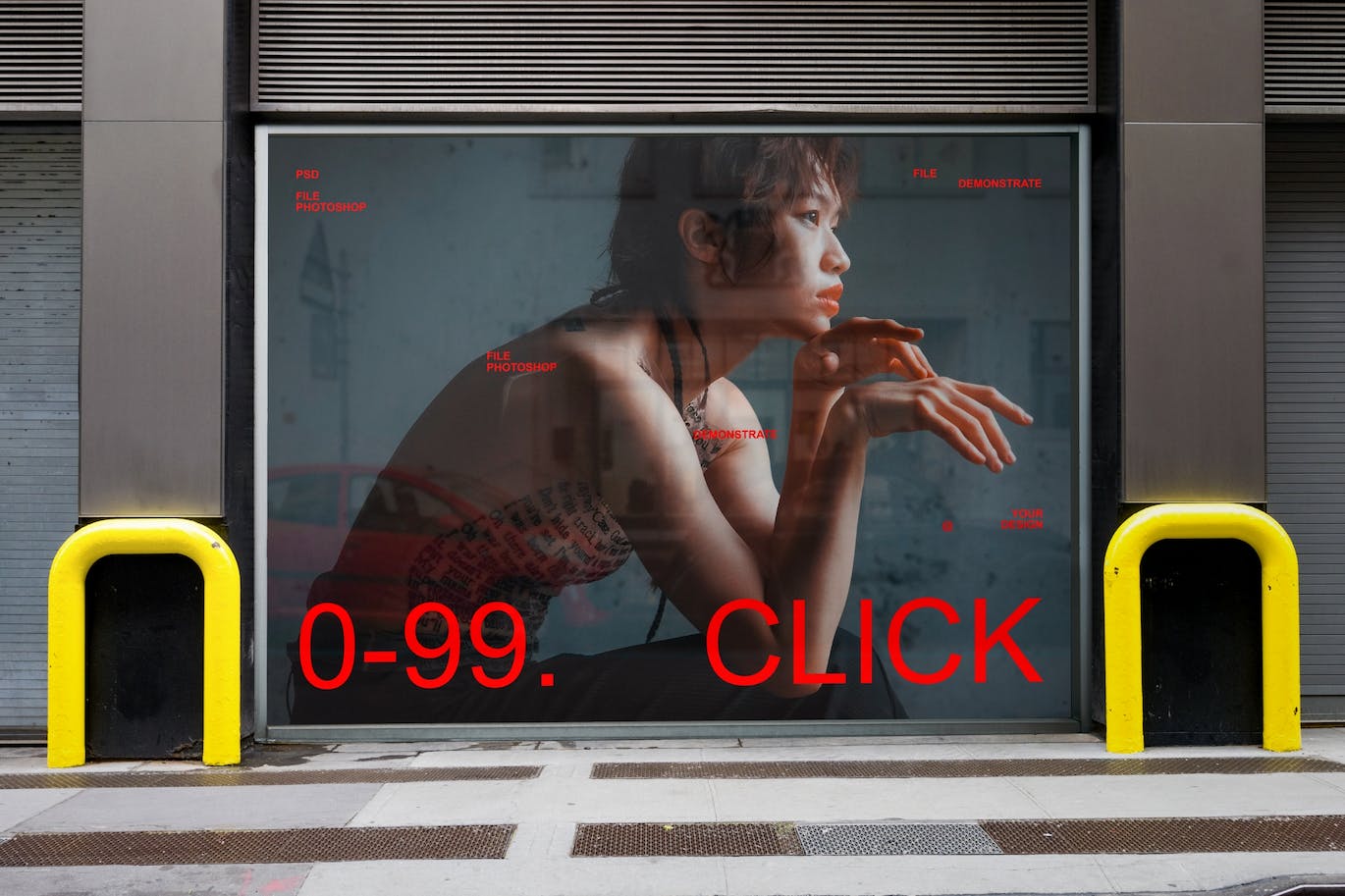 大橱窗横幅Banner门店广告样机图模板 Big Window Banner Mockup 样机素材 第1张