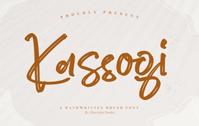 手写毛笔笔刷字体素材 Kassogi Handwritten Brush Font