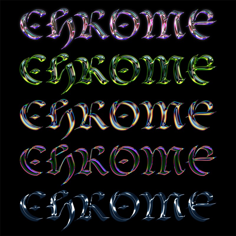 酸性Y2K半调镀铬金属3D立体文字标题logo特效PSD样机 CHROME PACK VOL.1 by Hvnter . 第6张