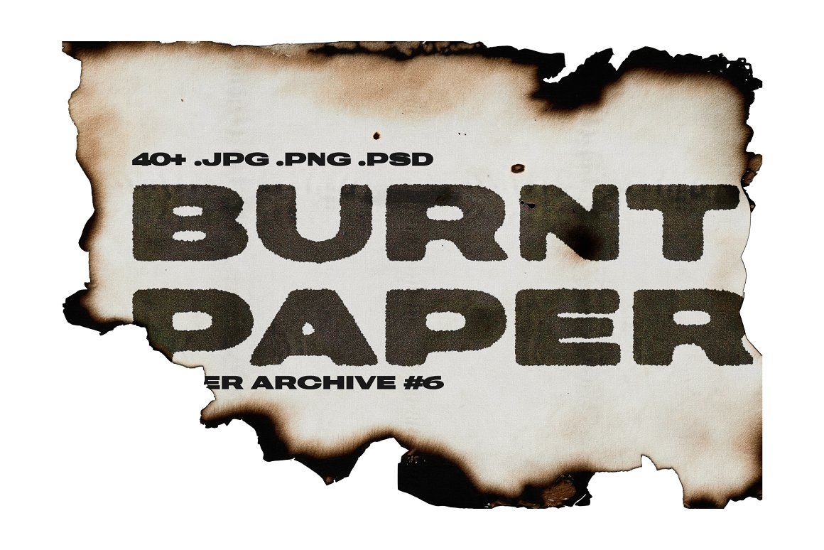 43款做旧复古灼烧损毁纸张纸片创意高清背景肌理设计套装 Burnt Paper Paper Archive . 第1张