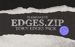 40款复古做旧纸张撕纸破损边缘样机纹理PNG设计素材套装 BLKMARKET Edges