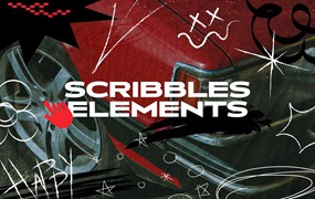 趣味卡通创意手绘涂鸦线条符号元素包 SCRIBBLES ELEMENTS