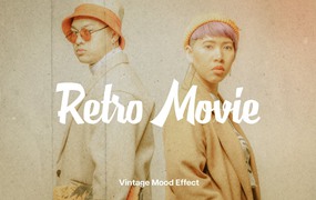 复古胶片颗粒电影迷幻叠加照片PSD模板效果 Retro Movie Overlay Photo Effect