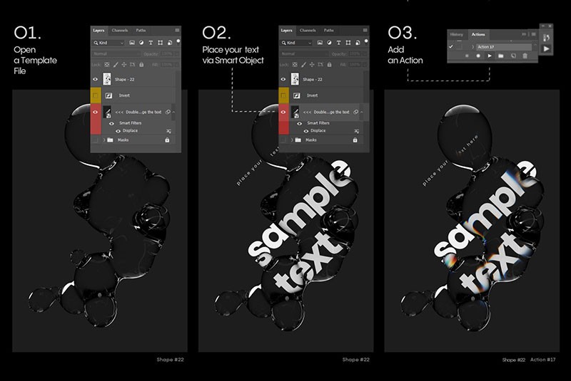 30款透明液体光效扭曲文字海报PS图层样式，附视频教程 插件预设 第13张