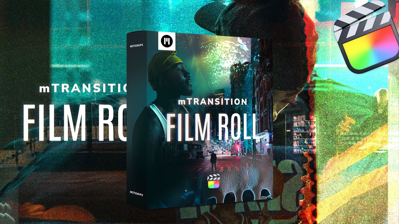 Motionvfx - mTransition Film Roll 50个胶卷失真打孔过曝倒带闪光烧伤转场效果FCPX插件 . 第1张