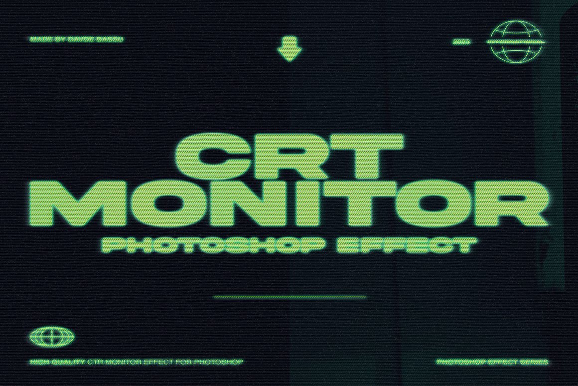 复古CRT显像管显示器位图像素游戏文本图形特效PSD样机 CRT MONITOR EFFECT . 第8张