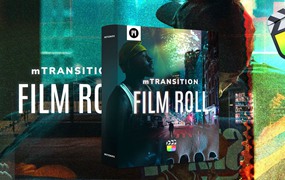 Motionvfx - mTransition Film Roll 50个胶卷失真打孔过曝倒带闪光烧伤转场效果FCPX插件