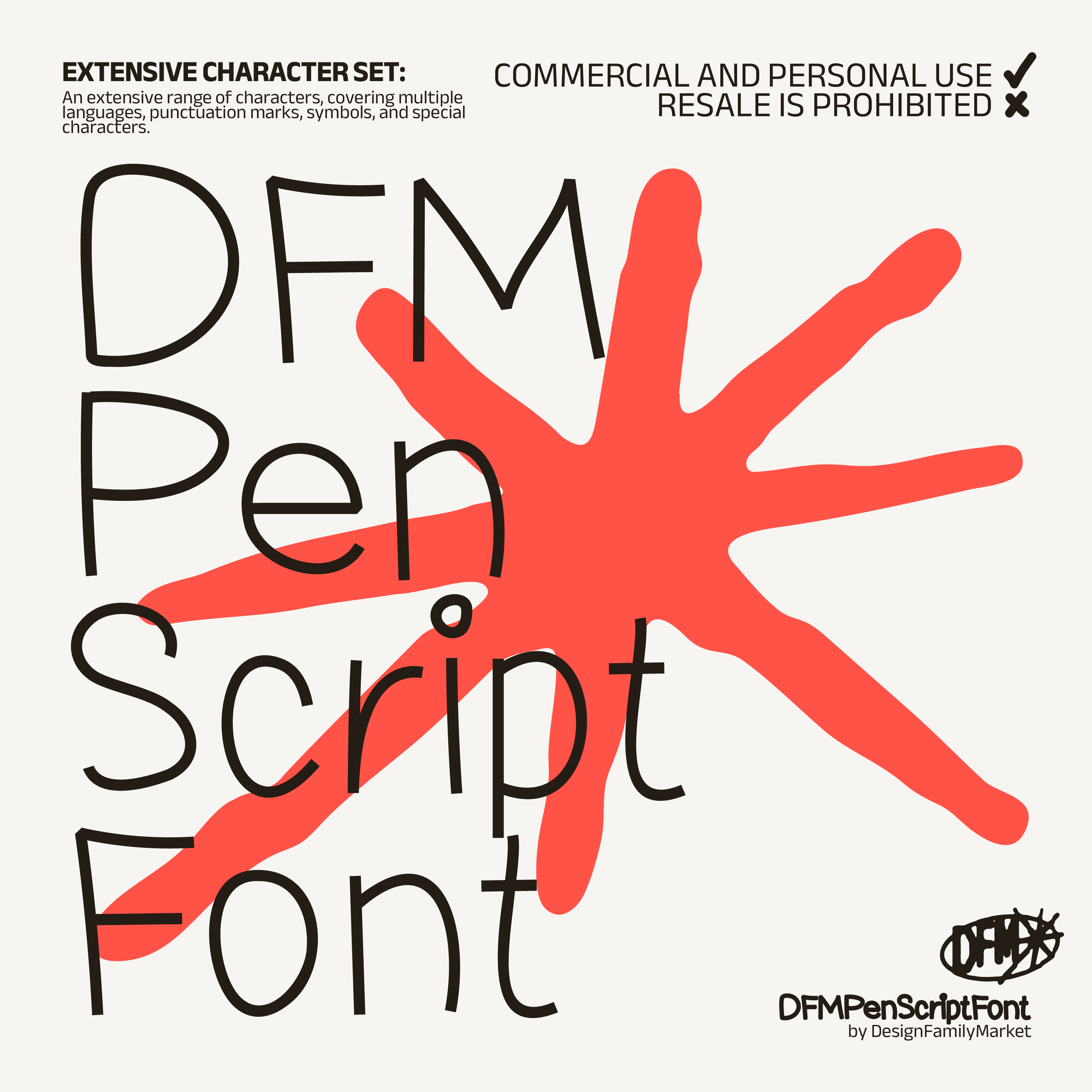 DFM Pen Script Font手绘线性涂鸦字体，免费商用字体 设计素材 第1张