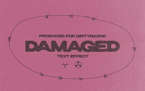 复古做旧文字标题LOGO损坏扭曲折痕纹理PSD效果 Damaged Text Template