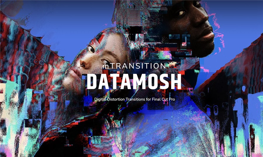 FCPX插件：52种数字故障扭曲失真毛刺干扰视觉转场动画预设 MotionVFX – mTransition Datamosh . 第2张